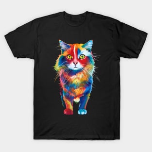 Colorful cat art - rainbow colors kitty T-Shirt